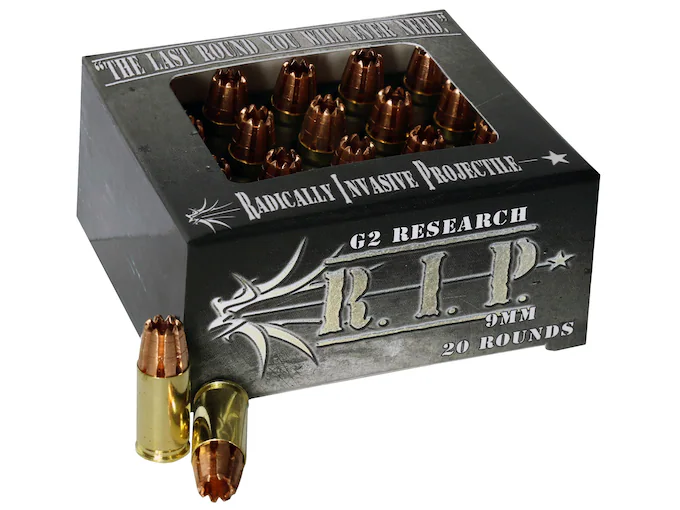 Buy G2 Research R.I.P. 9mm Luger Ammo 92 Grain G2 R.I.P. Fragmenting Hollow Point Lead Free Box of 100 rounds