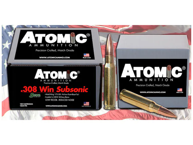 Shop Atomic Ammunition Match Subsonic 308 Winchester Ammo 175 Grain Sierra MatchKing Jacketed Hollow Point Box of 100